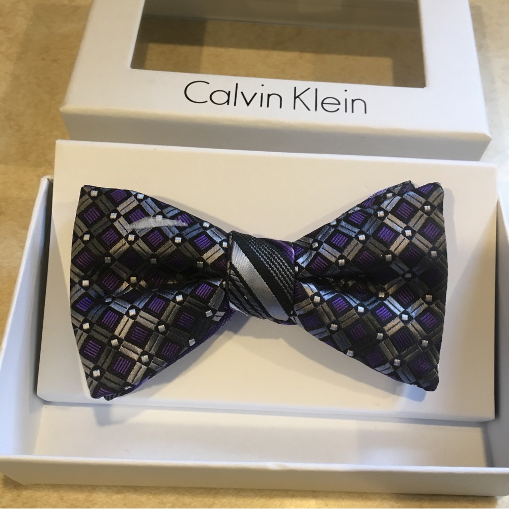 Calvin Klein Pre-tied Bow Tie purple,gray, black